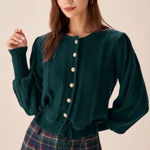 Rihoas Green Lantern Sleeve Knit Cardigan